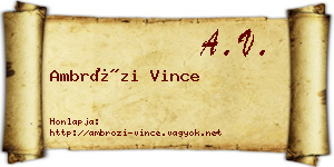 Ambrózi Vince névjegykártya